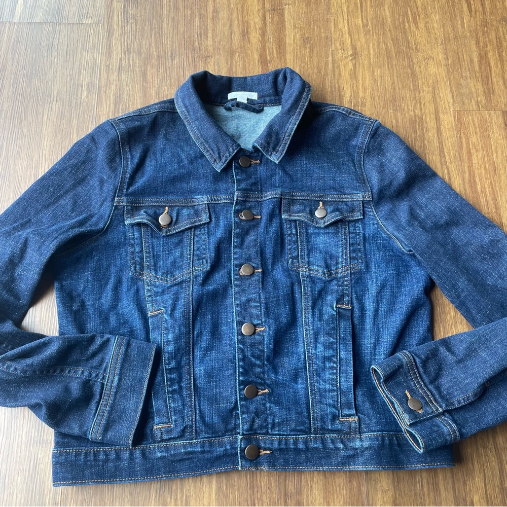 Eileen Fisher Jean Jacket Womens Large Blue Denim Organic Cotton Made USA